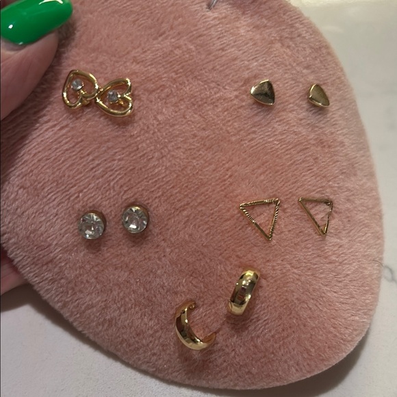 Gold and Silver Minimalist Stud Earrings - Picture 1 of 4